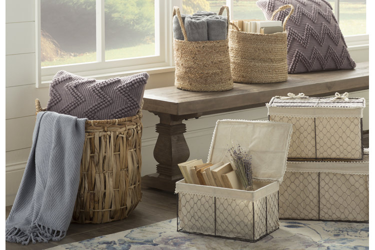 Baskets for blankets in best sale living room